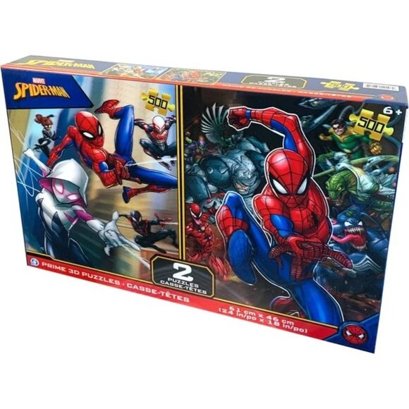 Marvel Spider-Man Prime 3D TWIN PACK Lenticular Puzzles of 500pcs 24x18 - Picture 1 of 7